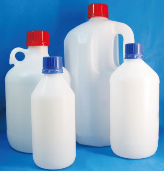 بطری پلاستیکی مدور در پیچدار برای نگهداری مایعات